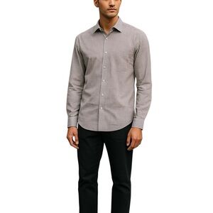 Canali Italian Dress Shirt, 39, 15.5, checkers blue, brown, white Office Elegant